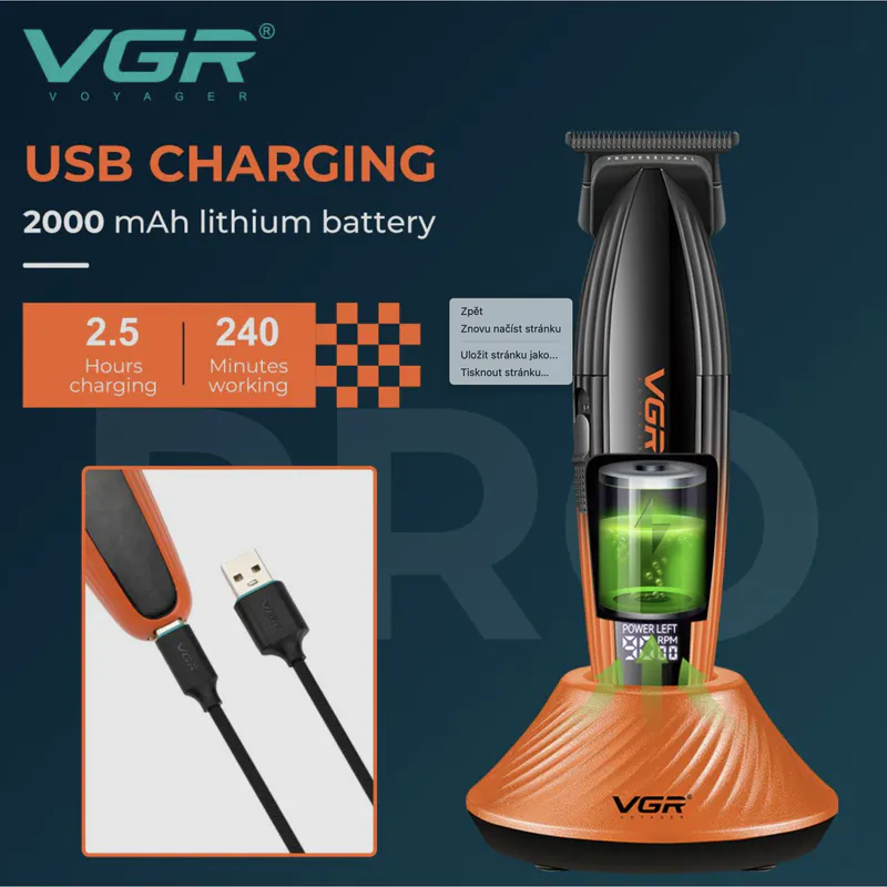 Profesionální trimmer VGR VOYAGER V-889T Trim - Obrázek 2
