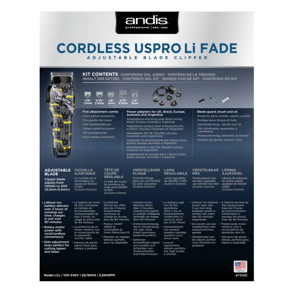 Andis Cordless UsPro Li Fade (Andis Nation Graffiti) - Obrázek 5